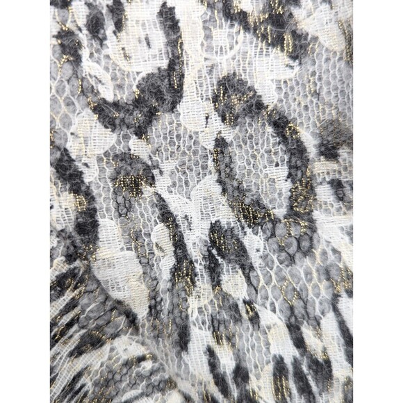 Alberto Makali Wool Black White Snow Leopard Fringe Waterfall Cardigan Size L - Picture 9 of 9